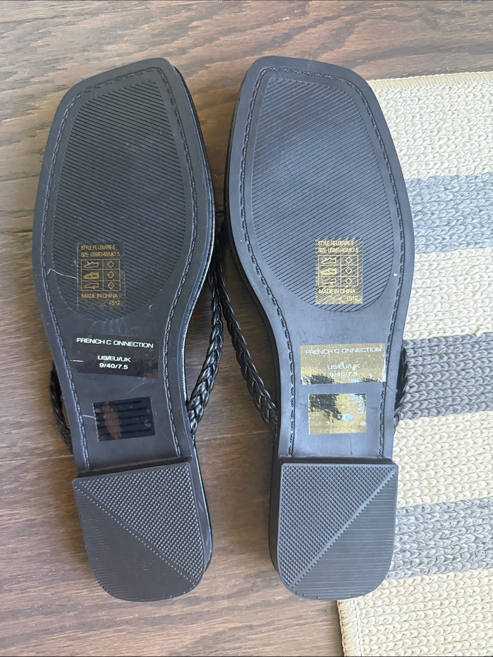 French Connection Black Braided-Strap Square-Toe Sandals - Picture 6 of 6
